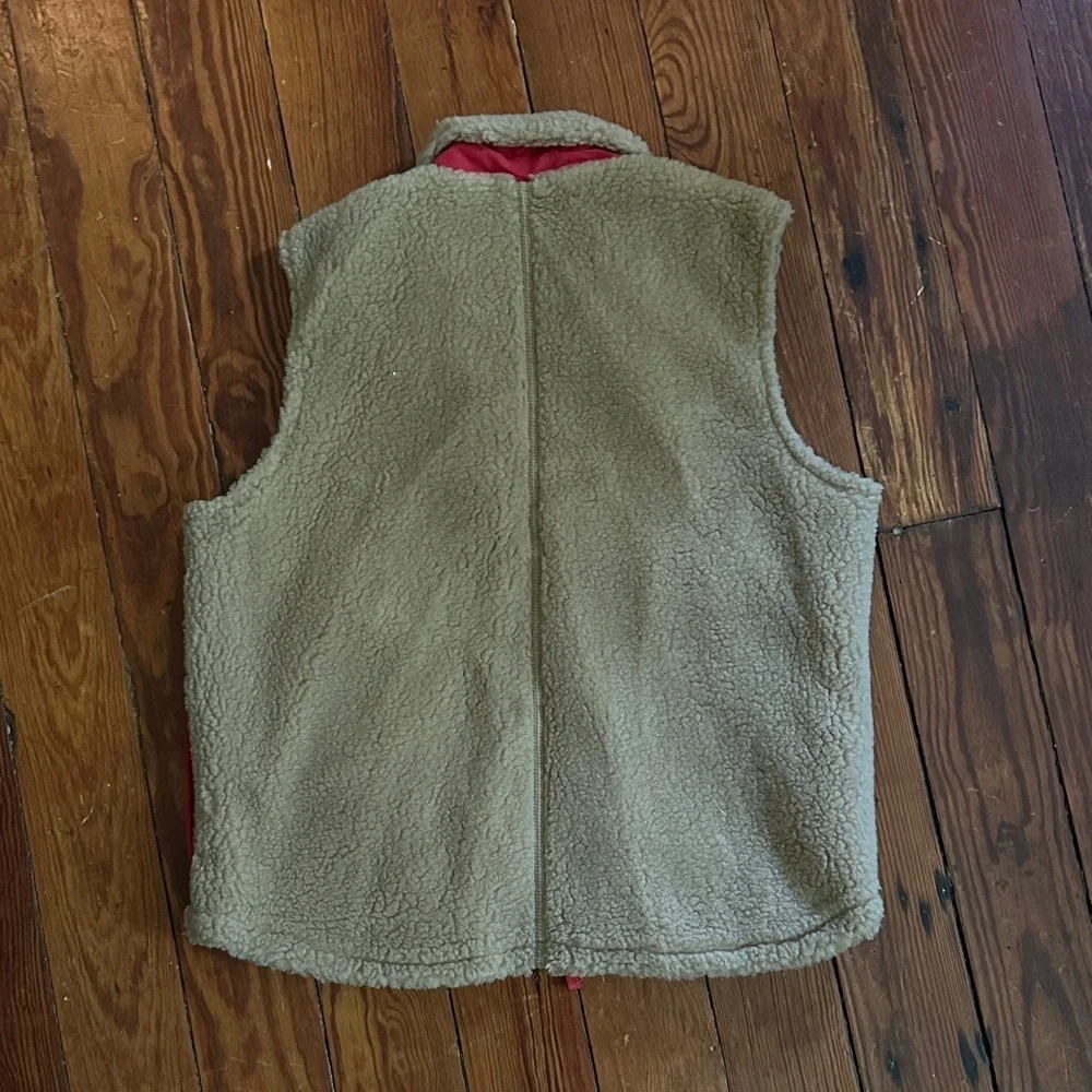 Patagonia Kids' M Tan and Red Fleece Vest